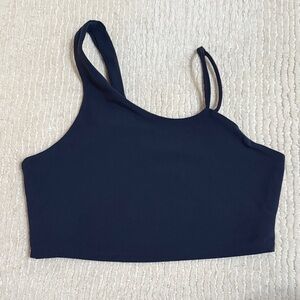 Carbon38 Navy Asymmetrical Crop Top